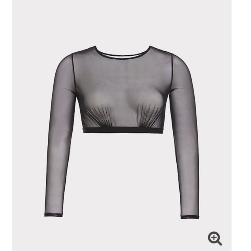 Torrid Size 2 Black Mesh Under-it-All Crop Top NWT - Picture 3 of 6